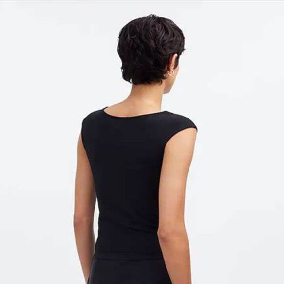 Madewell NR343 Black Scoopneck Cap-Sleeve Tee NWT - Picture 3 of 8